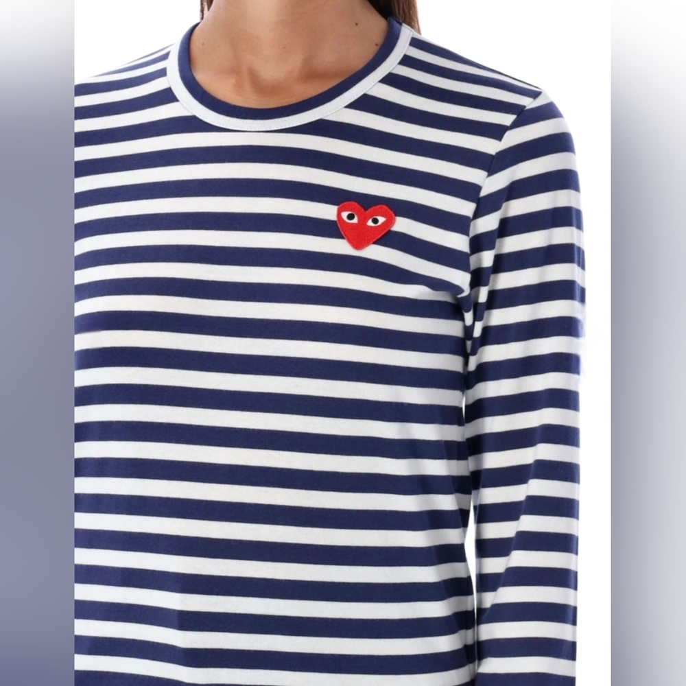 Play Comme des Garcons | Red ♥️ Long sleeve striped shirt in navy/white. Size M